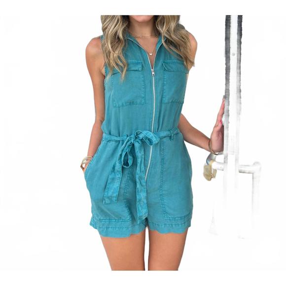 BELLA DAHL Pants - NEW BELLA DAHL women's zip front romper in deep azure blue